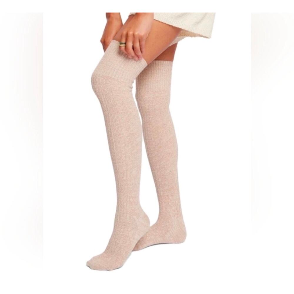 NWT Knee High Marled Beige Sweater Cozy Chic Wadrobe Essential Lounge Socks